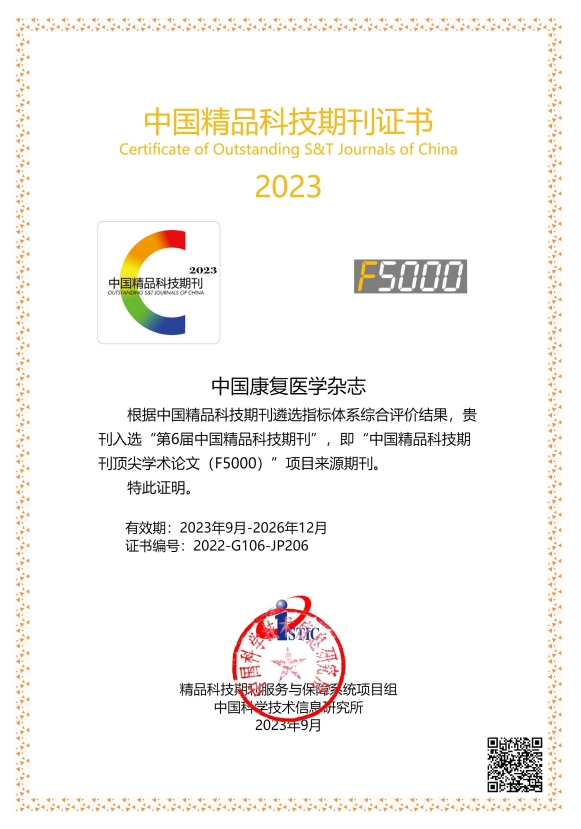 中国精品科技期刊证书